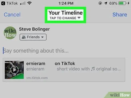 Делитесь видео TikTok на Facebook на iPhone или iPad Шаг 5 Делитесь видео TikTok на Facebook на iPhone или iPad Шаг 5