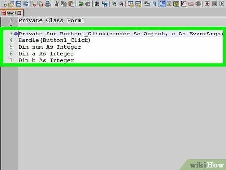 Добавление двух чисел в Visual Basic. NET, шаг 3 Добавление двух чисел в Visual Basic. NET, шаг 3