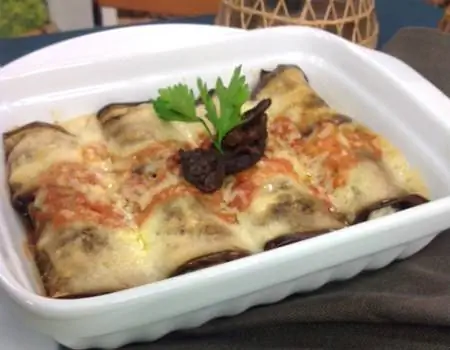 Рецепт: Каннеллони с баклажанами и грибами