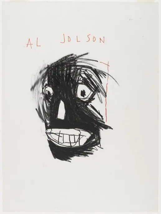 Эл Джолсон, 1981. Жан-Мишель Баския (американец, 1960-1988). Масляная палочка на бумаге; 24 x 18 дюймов. Бруклинский музей, Дар Эстель Шварц, 87,47. Copyright © Estate of Jean-Michel Basquiat, все права защищены. Лицензия Artestar, Нью-Йорк. Фото: Джонатан Дорадо, Бруклинский музей Эл Джолсон, 1981. Жан-Мишель Баския (американец, 1960-1988). Масляная палочка на бумаге; 24 x 18 дюймов. Бруклинский музей, Дар Эстель Шварц, 87,47. Copyright © Estate of Jean-Michel Basquiat, все права защищены. Лицензия Artestar, Нью-Йорк. Фото: Джонатан Дорадо, Бруклинский музей