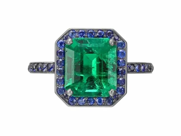 Изумрудное кольцо Betteridge Collection с сапфировой окантовкой Изумрудное кольцо Betteridge Collection с сапфировой окантовкой