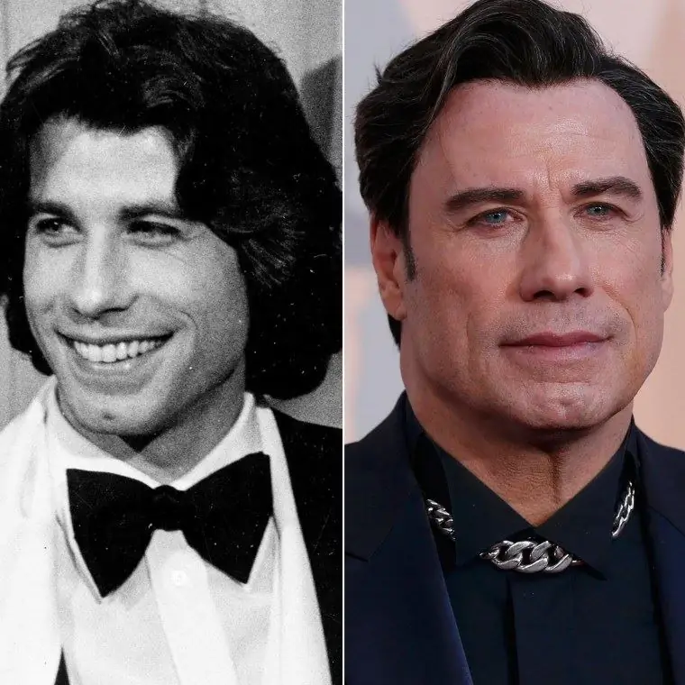 Джон Траволта в 1978 и 2015 годах Джон Траволта в 1978 и 2015 годах