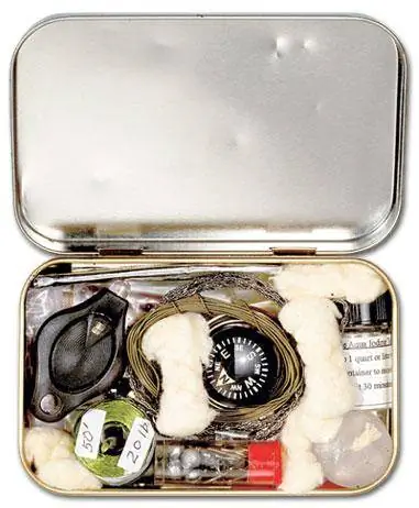 Олово Altoids, используемое для набора для выживания.