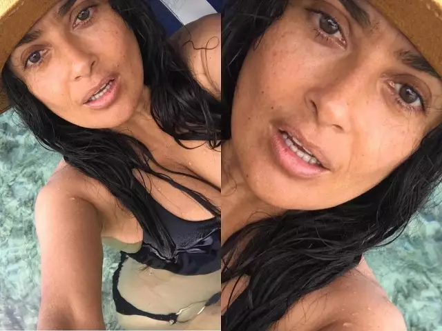 Сальма Хайек и 2 фотографии без макияжа, на которых она выглядела моложе, чем когда-либо